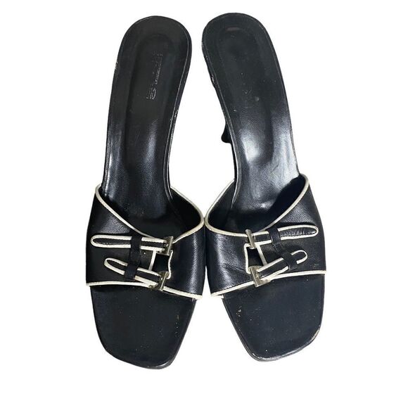 Vintage Black/White Leather Heel Sandal Size 9 - Picture 5 of 8